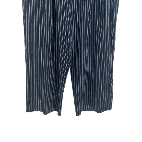 J. Crew Point‎ Sur Paperbag Pants Wide Leg Belt Stripe Navy Blue Size 12 - Picture 5 of 14